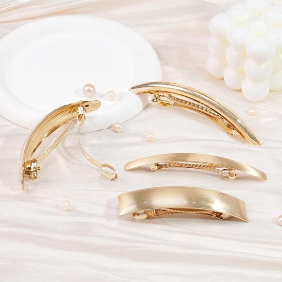 6pcs Women Gold Hair Clips Metal Flat Barrettes for All Hair Types - Picture 3 of 6